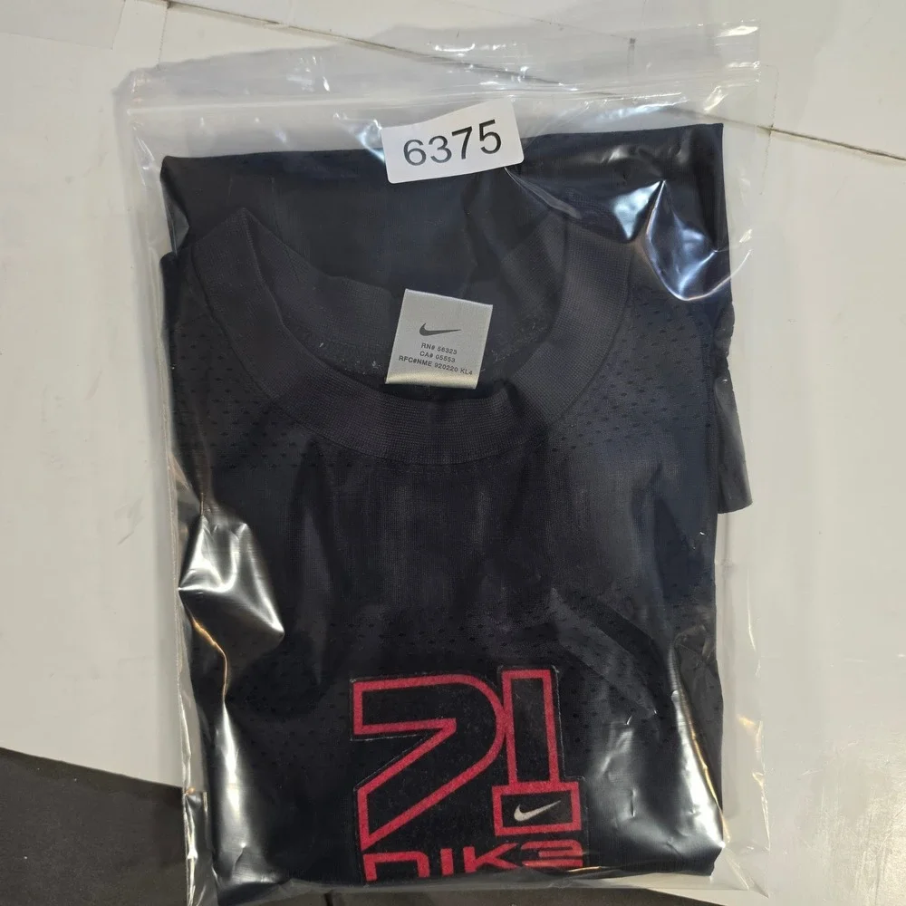 Nike Mesh Jersey Shirt Black Red Graphic 21 Short Sleeve Youth Boys XL 18-20 Vtg